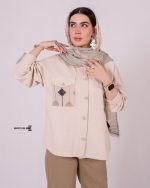 شومیز لینن زنانه کد 1034 - نمای جلو و پشت - پوشاک بادیس