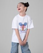 تیشرت پنبه چاپی دخترانه سفید 2