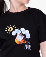 تیشرت پنبه چاپی دخترانه طرح لبخند 2