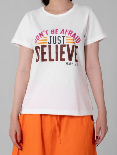 تیشرت چاپی زنانه طرح believe