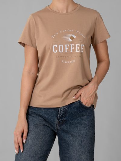 تیشرت چاپی زنانه طرح coffee