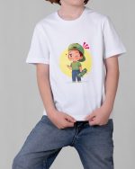 تیشرت پنبه چاپی پسرانه طرح boy سفید