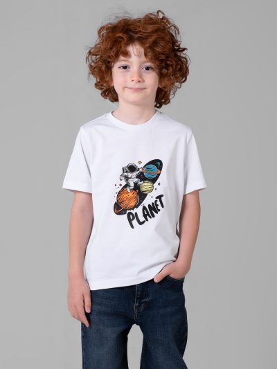 تیشرت پنبه چاپی پسرانه طرح planet